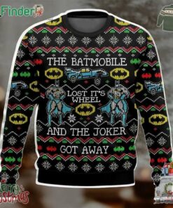 Batman The Batmobile Lost Its Wheel And The Joker Got Away Ugly Christmas Sweater
