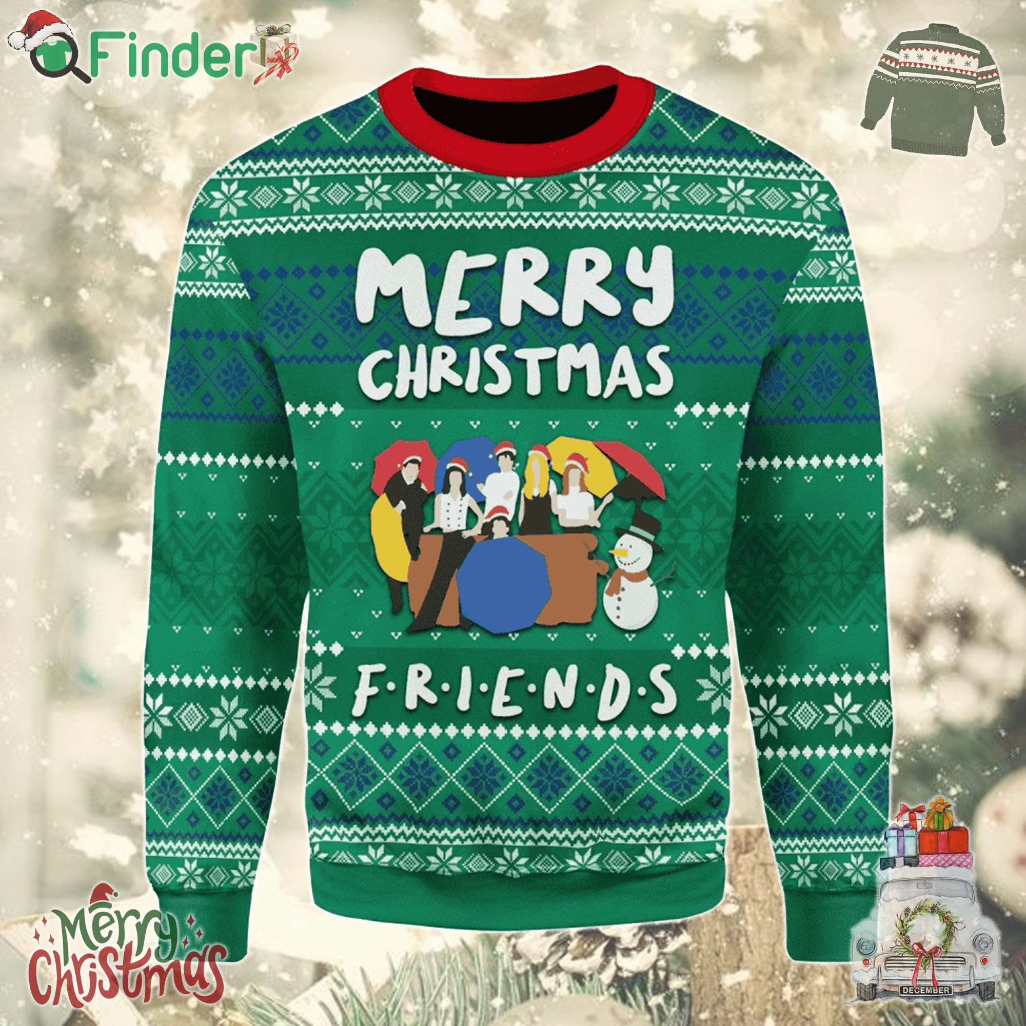 Friends Merry Christmas Green Ugly Sweatshirt Friends Merry Christmas Green Ugly Sweatshirt