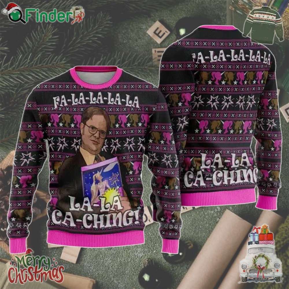 Dw Schrute Fa La La La La La La Ca Ching Ugly Christmas Sweater Dw Schrute Fa La La La La La La Ca Ching Ugly Christmas Sweater