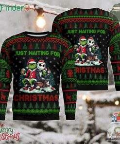 Grinch And Jack Skellington Waiting For Christmas Ugly Sweater