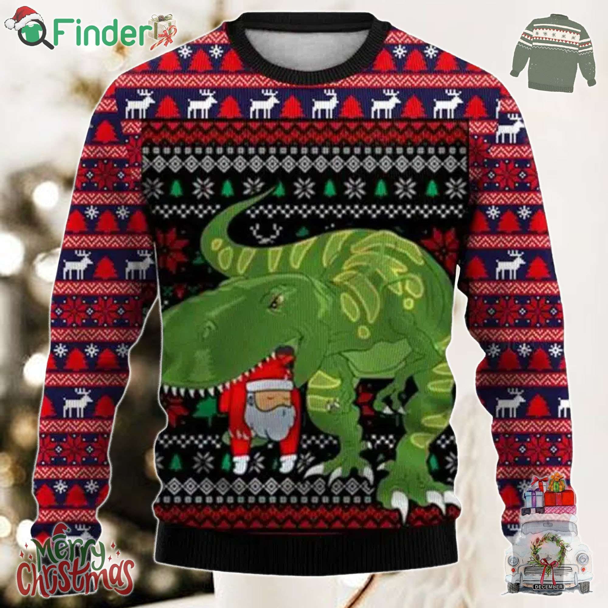 Dinosaur Santa Ugly Christmas Sweater Dinosaur Santa Ugly Christmas Sweater