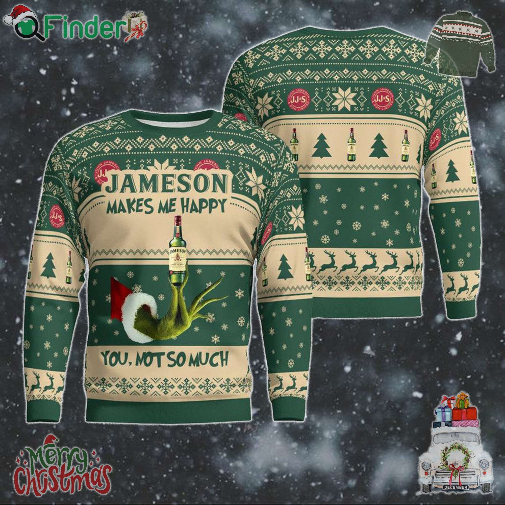 Jameson Whiskey Makes Me Happy You Not So Much Xmas Ugly Sweater Jameson Whiskey Makes Me Happy You Not So Much Xmas Ugly Sweater