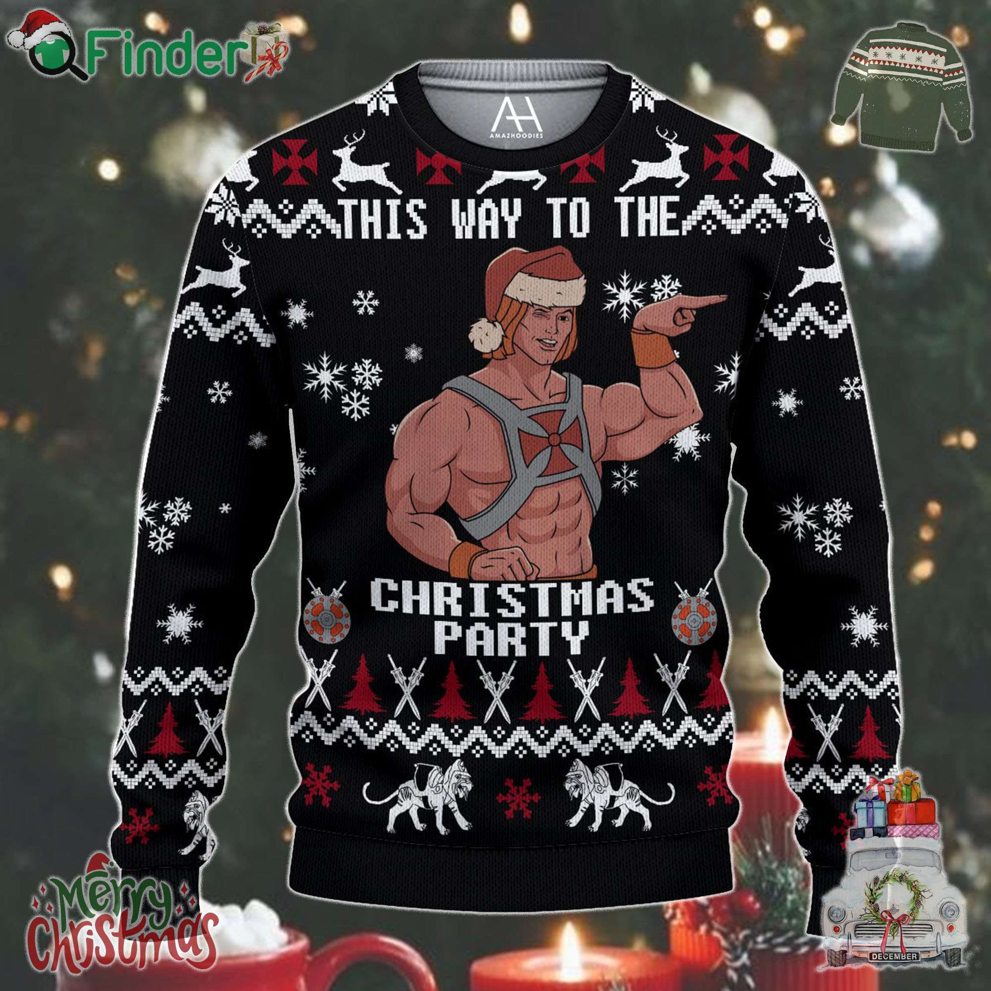 He man This Way To The Christmas Party Ugly Christmas Sweater He-man This Way To The Christmas Party Ugly Christmas Sweater