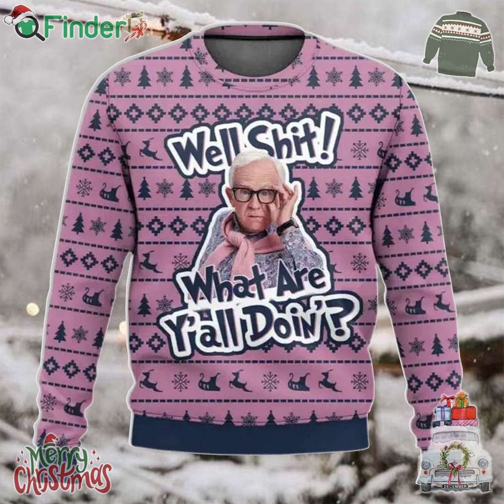 Leslie Jordan Well Shit What Are Yall Doin Ugly Christmas Sweater Leslie Jordan Well Shit What Are Yall Doin Ugly Christmas Sweater