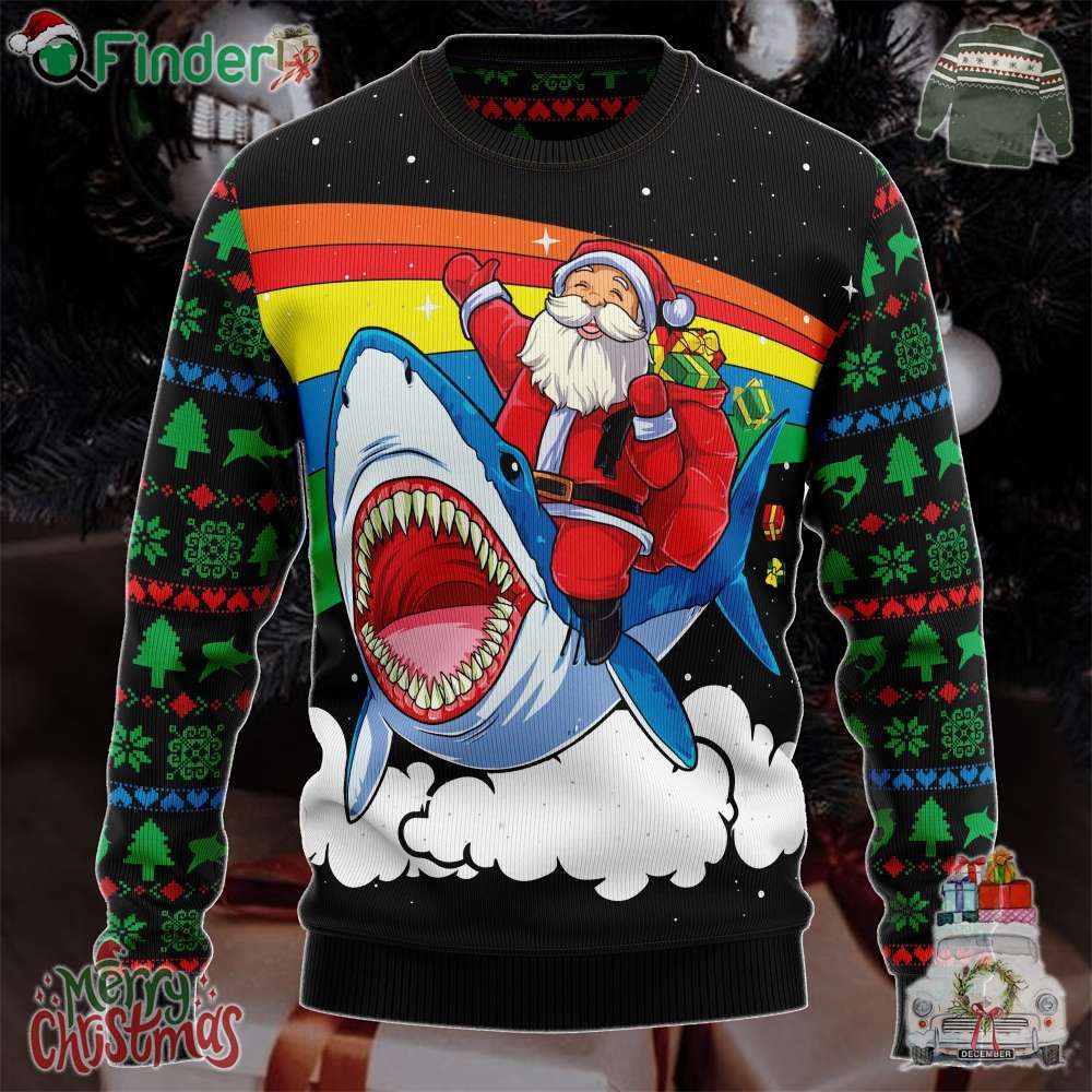 Santa Ride Shark Christmas Holiday Gift Ugly Christmas Sweater Santa Ride Shark Christmas Holiday Gift Ugly Christmas Sweater