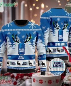 Personalized Bud Light Beer Christmas Ugly Sweater