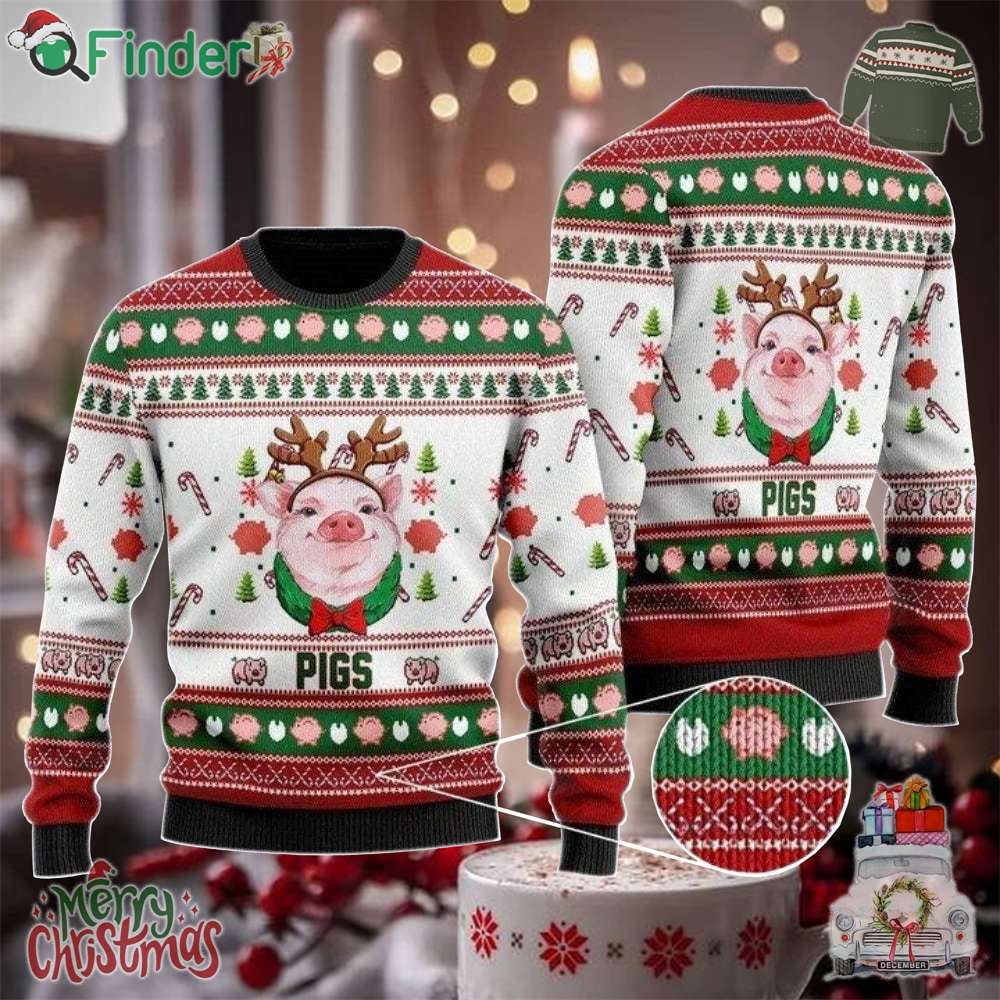 Pig Reindeer Cute Gift Ugly Christmas Sweater Pig Reindeer Cute Gift Ugly Christmas Sweater