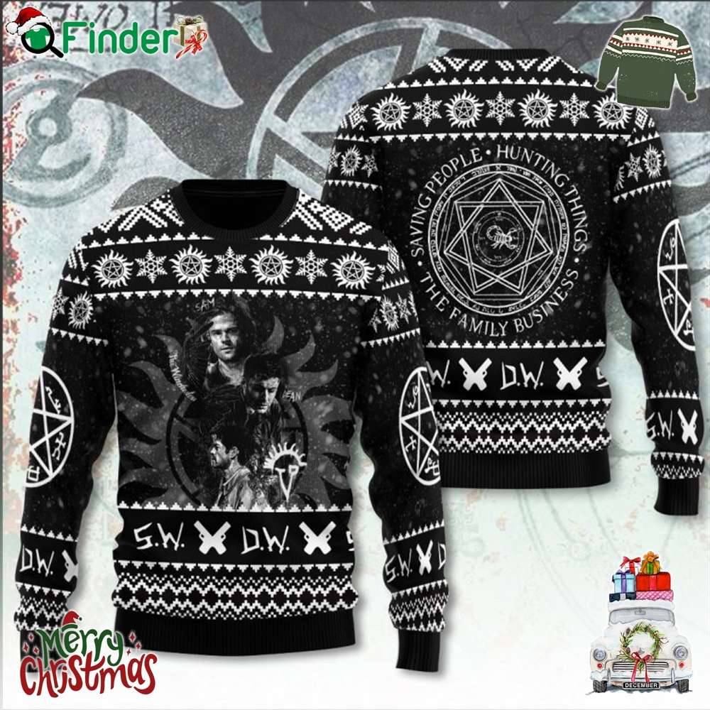 Supernatural Mini Guide To Saving People And Hunting Things Ugly Sweater Supernatural Mini Guide To Saving People And Hunting Things Ugly Sweater