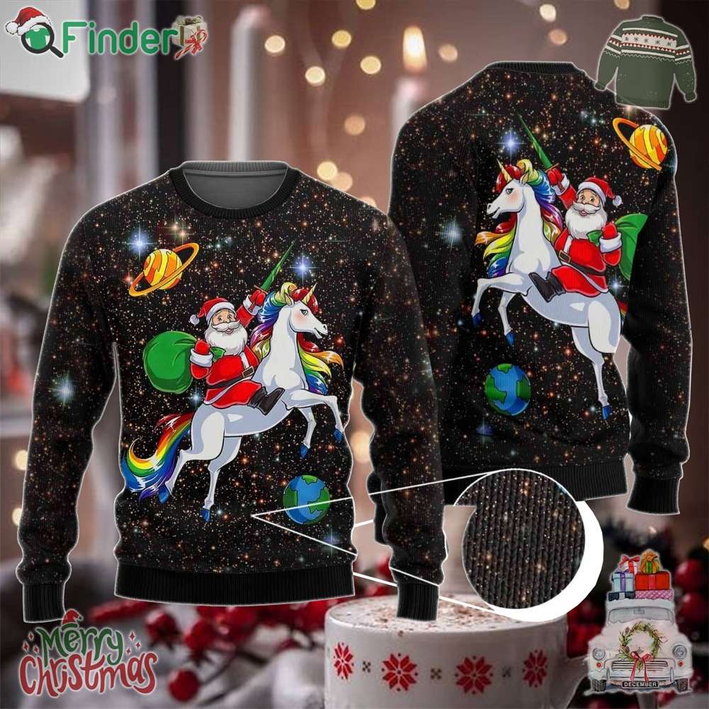 Santa Riding A Unicorn Funny Christmas Ugly Sweater Gift For Xmas Santa Riding A Unicorn Funny Christmas Ugly Sweater Gift For Xmas