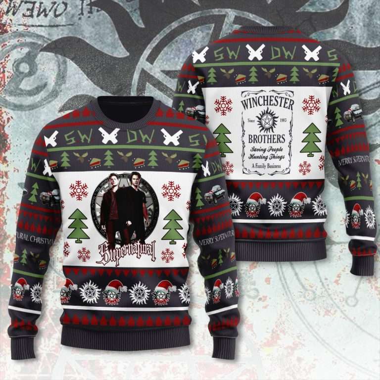 Supernatural Winchester Brothers Saving People Hunting Things A Family Business Christmas Ugly Sweater Supernatural Winchester Brothers Saving People Hunting Things A Family Business Christmas Ugly Sweater