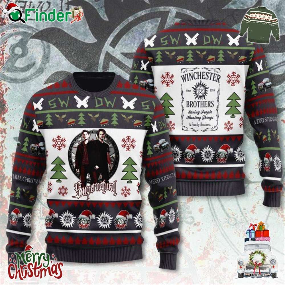 Supernatural Winchester Brothers Saving People Hunting Things A Family Business Christmas Ugly Sweater Supernatural Winchester Brothers Saving People Hunting Things A Family Business Christmas Ugly Sweater
