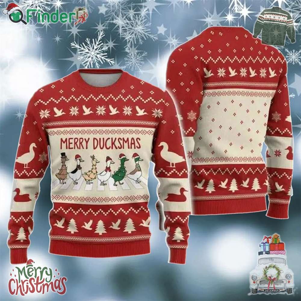 Merry Duckmas Ugly Christmas Sweater Merry Duckmas Ugly Christmas Sweater