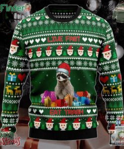 Raccoon Eat Trash Live Fast Eat Trash Ugly Christmas Sweater