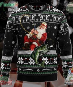 Santa Claus Fishing Funny Christmas Ugly Sweater Gift For Xmas
