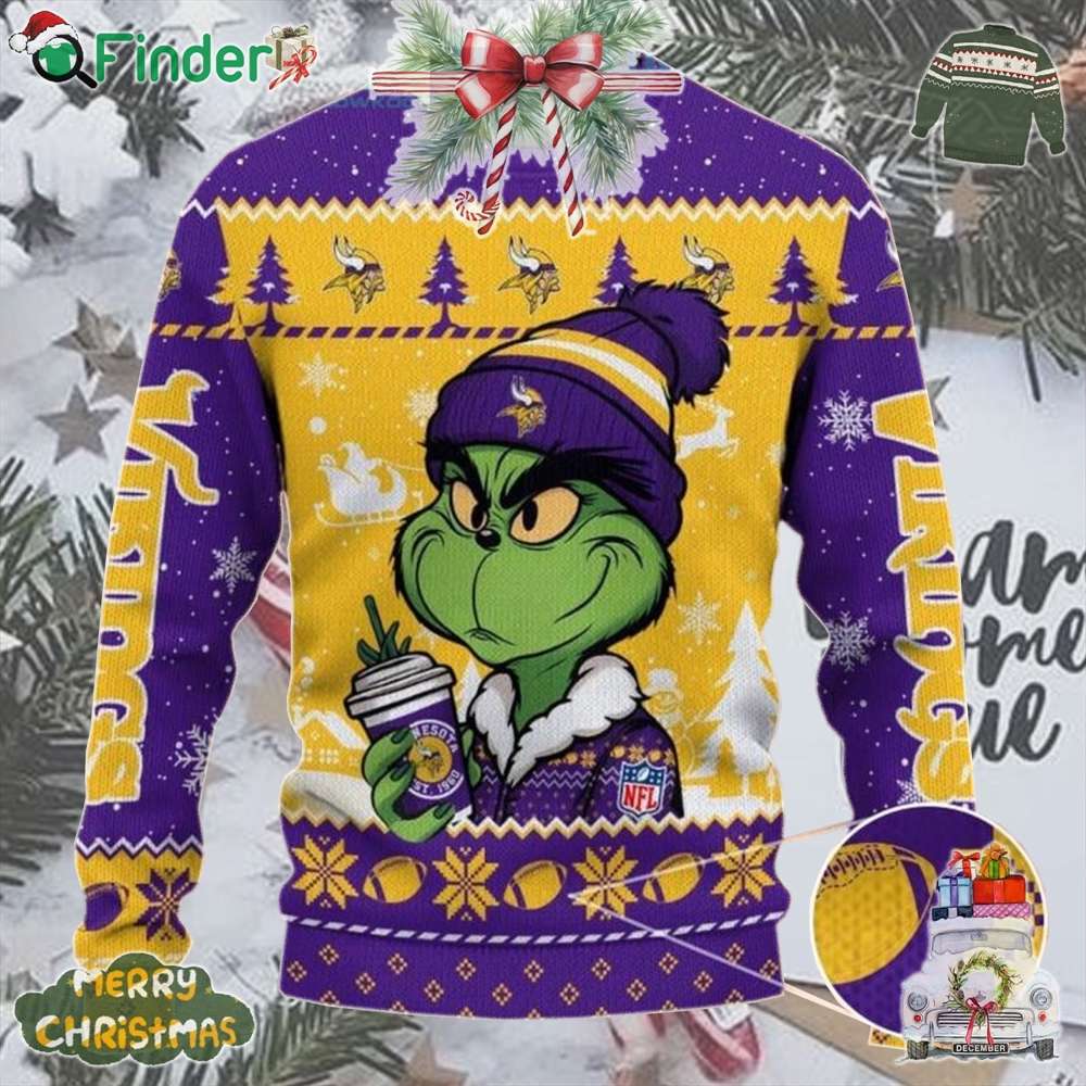 Minnesota Vikings Grinch Stolen Christmas 2024 Grinchmas Ugly Sweater Minnesota Vikings Grinch Stolen Christmas 2024 Grinchmas Ugly Sweater