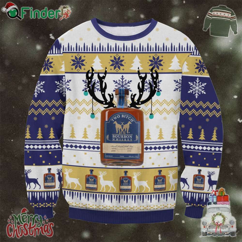 Two Bitch Bourbon Christmas Ugly Sweater Two Bitch Bourbon Christmas Ugly Sweater