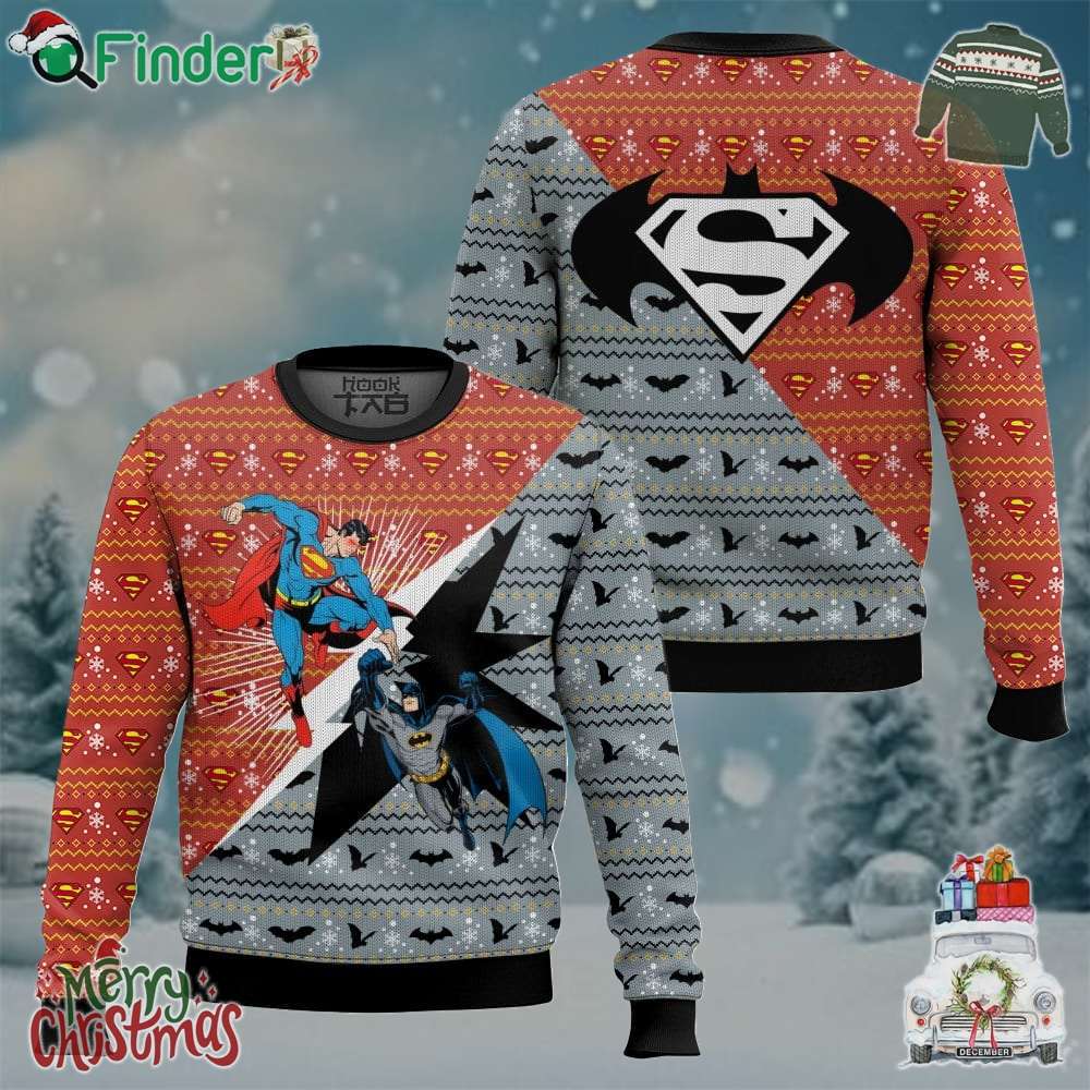 Batman Vs Superman Funny Christmas Ugly Sweater Batman Vs Superman Funny Christmas Ugly Sweater