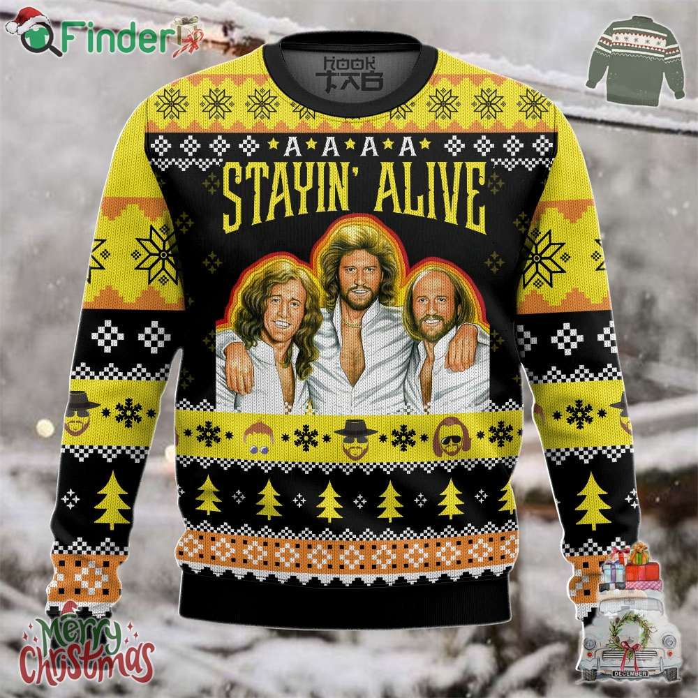 Bee Gees Stayin Alive Christmas Ugly Sweater Gift For Christmas Bee Gees Stayin Alive Christmas Ugly Sweater Gift For Christmas