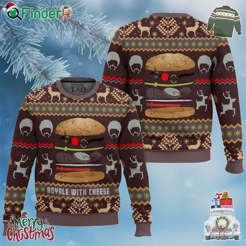 Pulp Fiction Royale With Cheese Christmas Ugly Sweater Gift For Christmas Pulp Fiction Royale With Cheese Christmas Ugly Sweater Gift For Christmas