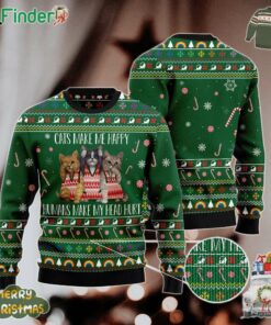 Cat Make Me Happy Ladies Humans Make My Head Hurt Ugly Christmas Sweater