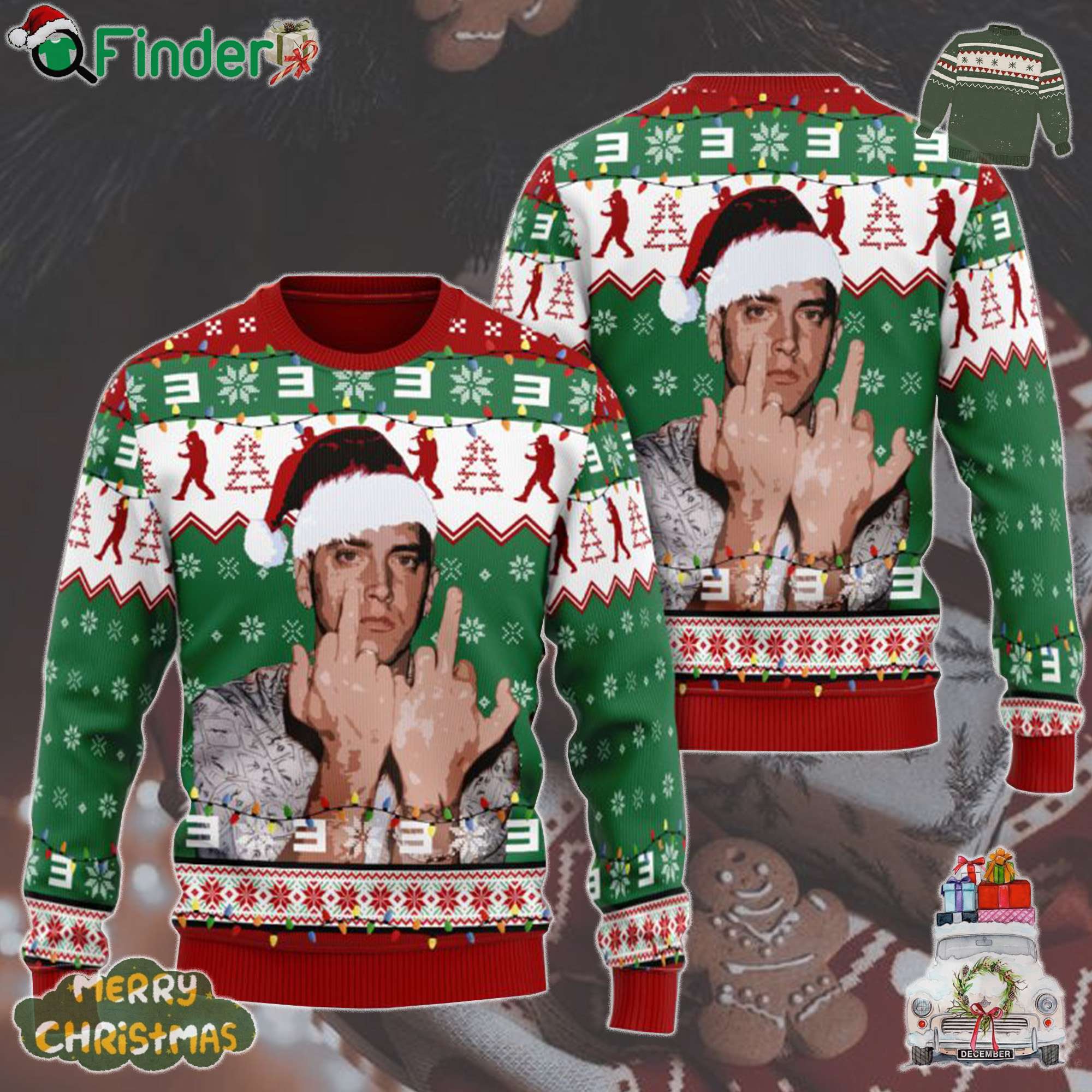 Rapper Eminem Merry Christmas Funny Ugly Sweater Rapper Eminem Merry Christmas Funny Ugly Sweater