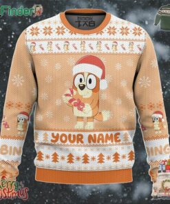 Name Customize Bluey Orange Christmas Ugly Sweater
