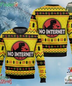 No Internet Jurassic Park Christmas Ugly Sweater