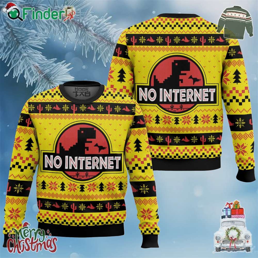No Internet Jurassic Park Christmas Ugly Sweater No Internet Jurassic Park Christmas Ugly Sweater