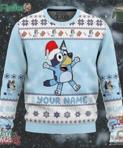 Name Customize Bluey Blue Merry Christmas Funny Ugly Christmas Sweater