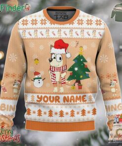 Bluey Orange Funny Christmas Ugly Sweater Name Customize