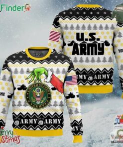 Grinch X Us Army Ugly Sweater Custom Name V2