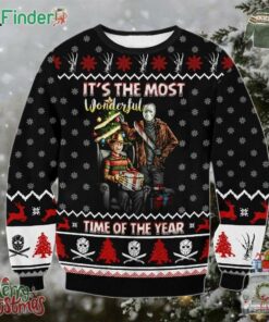 Michael Myers And Freddy Krueger Horror It's The Most Wonderful Time Of The Year Ugly Christmas Sweater