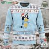 Bluey Blue Funny Christmas Ugly Sweater Name Customize