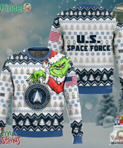 Grinch X Us Space Force Ugly Christmas Sweater Custom Name V1