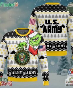 Custom Name Grinch X Us Army Ugly Christmas Sweater V1