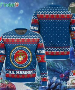 Custom Name Department Of The Navy Us Marines Ugly Christmas Sweater