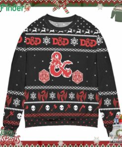 Dungeons And Dragons Dice Snowflake Pattern Ugly Christmas Sweater All Over Print 3d Sweater Black