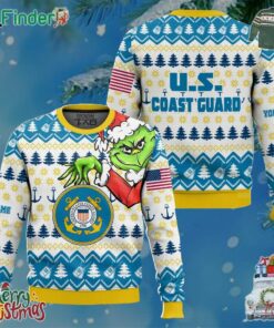 Custom Name Grinch X Us Coast Guard Ugly Christmas Sweater V1