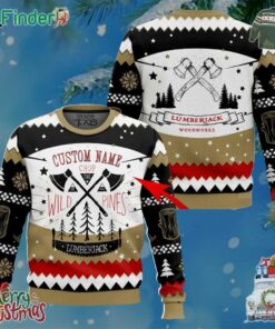 Lumberjack Chop The Wild Pines Lumberjack Est 1972 Ugly Sweater Custom Name