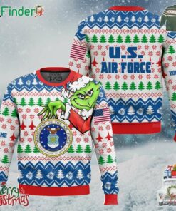 Custom Name Grinch X Us Air Force Ugly Christmas Sweater V1