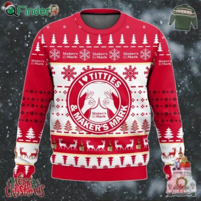 Makers Mark Titties Funny Ugly Christmas Sweater