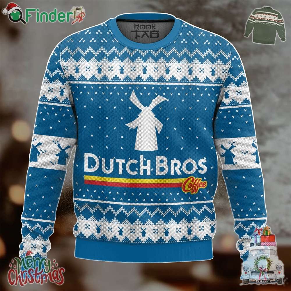 Dutch Bros Drive through Coffee Ugly Christmas Sweater Dutch Bros Drive-through Coffee Ugly Christmas Sweater