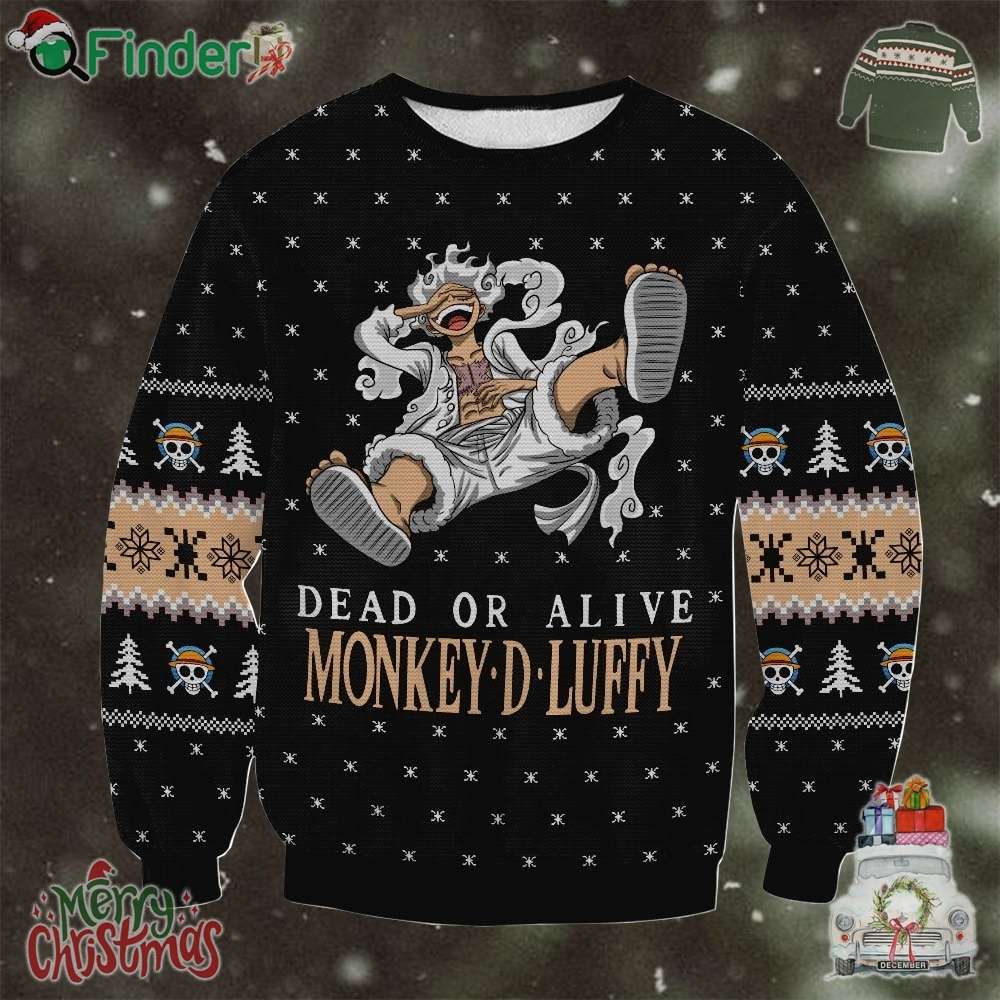 One Piece Dead Or Alive Monkey D Luffy Ugly Christmas Sweater One Piece Dead Or Alive Monkey D Luffy Ugly Christmas Sweater