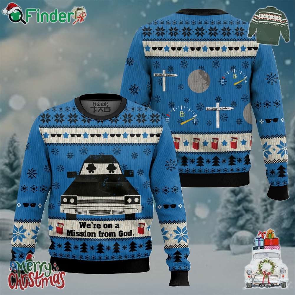Were On A Mission From God Blues Brothers Christmas Ugly Sweater Were On A Mission From God Blues Brothers Christmas Ugly Sweater
