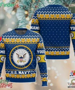 Us Navy Ugly Christmas Sweater Custom Name