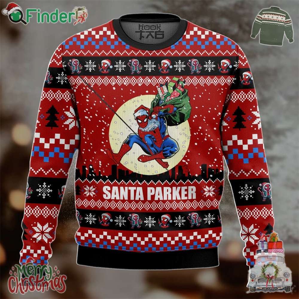 Santa Parker Spiderman Christmas Ugly Sweater Santa Parker Spiderman Christmas Ugly Sweater