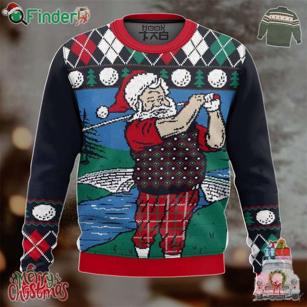 Golf Santa Claus Christmas Funny Ugly Sweater Golf Santa Claus Christmas Funny Ugly Sweater