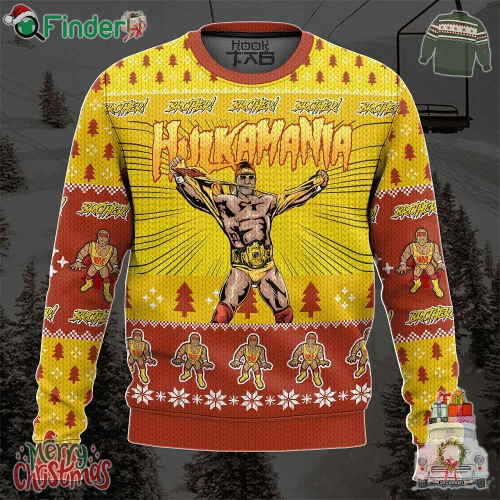 Hulkamania Hulk Hogan Wwe Christmas Ugly Sweater For Women And Mens Hulkamania Hulk Hogan Wwe Christmas Ugly Sweater For Women And Mens