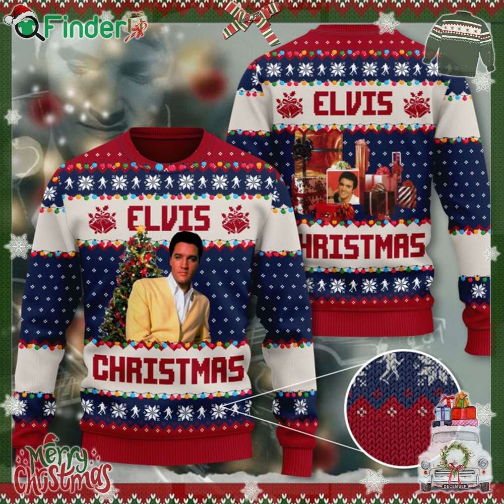 Elvis Christmas Vintage 3d Ugly Sweater Elvis Christmas Vintage 3d Ugly Sweater