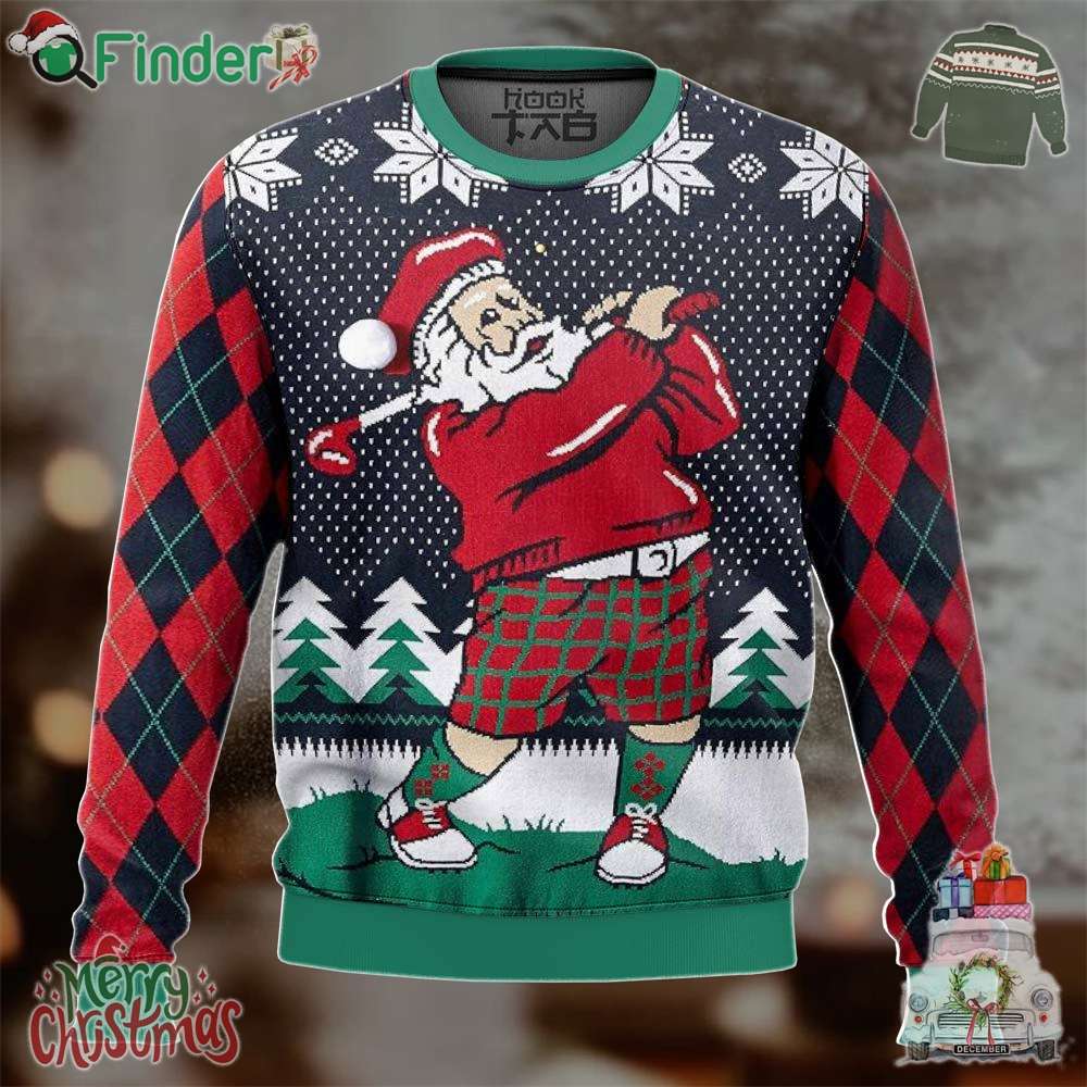 Golf Santa Claus Christmas Ugly Sweater For Lovers Golf Santa Claus Christmas Ugly Sweater For Lovers